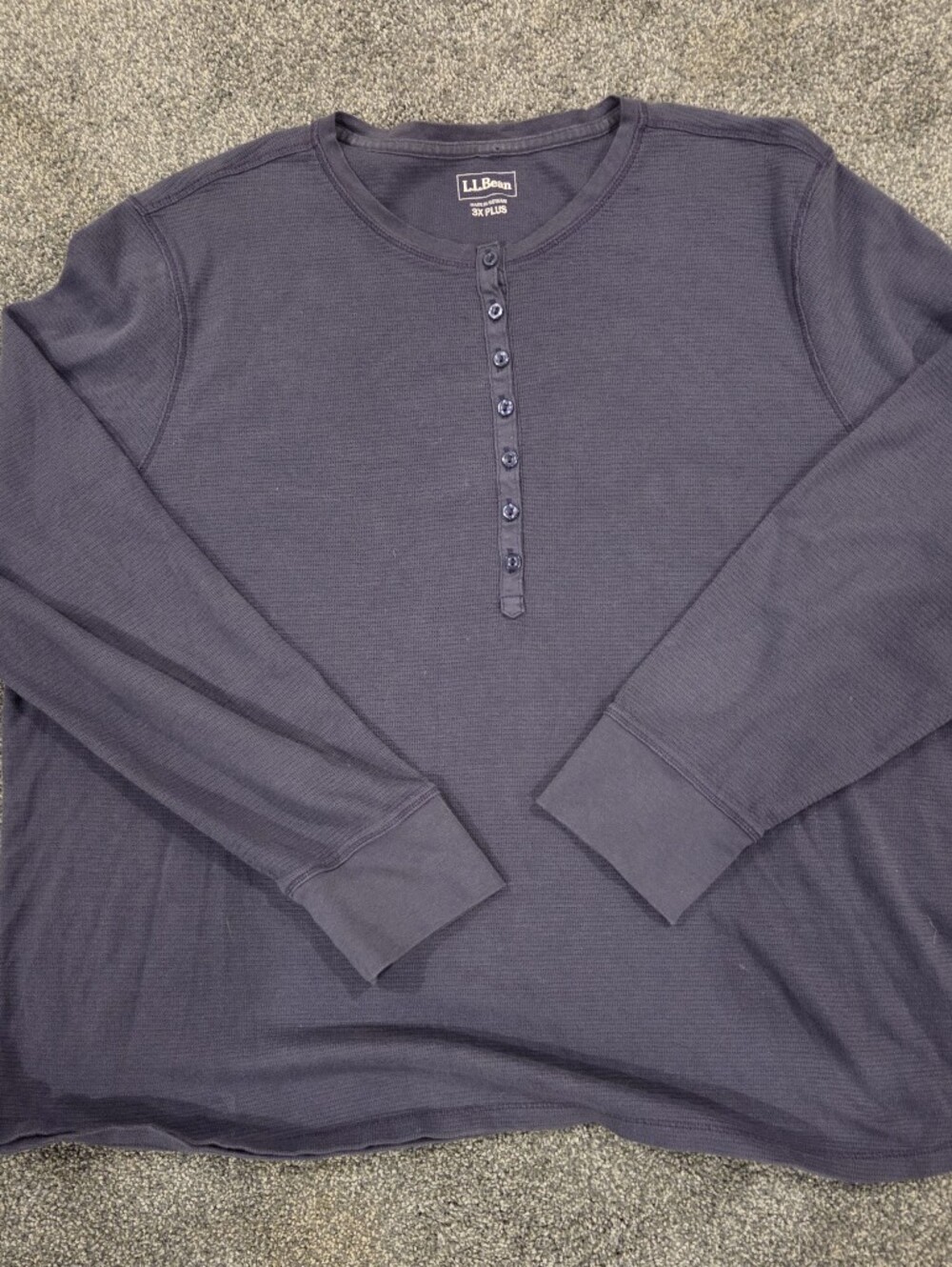 L.L.Bean Waffle Knit Thermal Long Sleeve Henley Top Slate Purple Women's 3X Plus